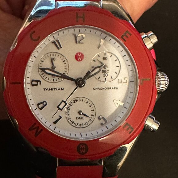 Michele Tahitian Jelly Bean Watch - Red (MWW12D000007) - BRAND NEW BATTERY - Picture 3 of 14